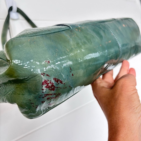 Vintage COACH Blue Glazed Gallery Lunch Tote Patent Leather - Picture 12 of 16